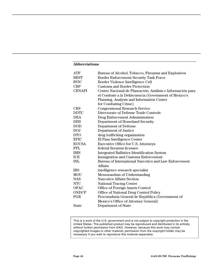 GAO Report on Arms Trafficking