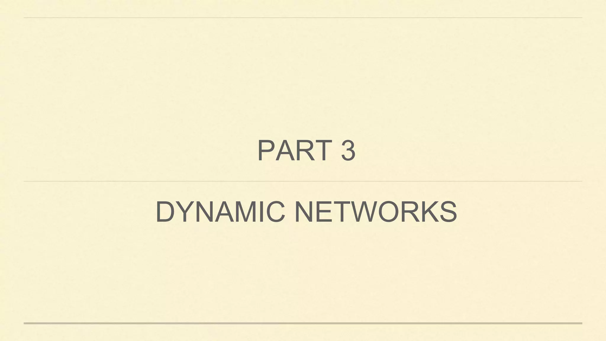 PART 3
DYNAMIC NETWORKS
 