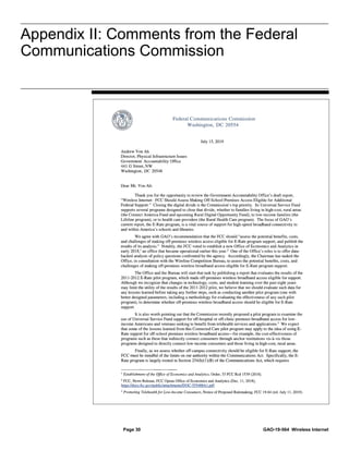 Appendix II: Comments from the Federal
Communications Commission
Page 30 GAO-19-564 Wireless Internet
Appendix II: Comments from the Federal
Communications Commission
 