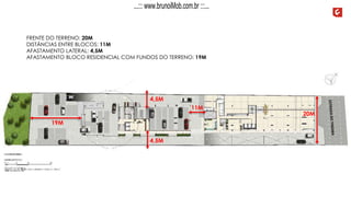 FRENTE DO TERRENO: 20M
DISTÂNCIAS ENTRE BLOCOS: 11M
AFASTAMENTO LATERAL: 4,5M
AFASTAMENTO BLOCO RESIDENCIAL COM FUNDOS DO TERRENO: 19M
20M
19M
4,5M
4,5M
11M
...::: www.brunoiMob.com.br :::...
 