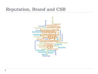 Reputation, Brand and CSR
 