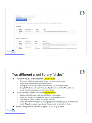 Exploring Google APIs 102: Cloud vs. non-GCP Google APIs | PDF