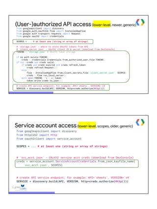 auth error:fetcherror: request to https: oauth2 v4 ... Exploring Google APIs 102: Cloud vs. non-GCP Google APIs | PDF