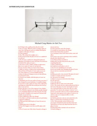 AUTHOR SAYS/I SAY LESSON PLAN
Michael Craig-Martin An Oak Tree
 