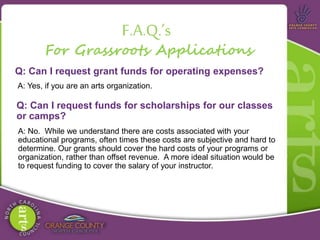 2019 Grassroots Arts Program Grant Guidlines