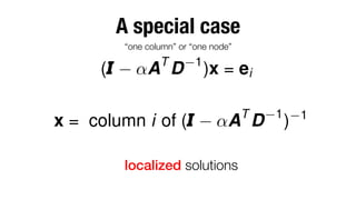 A special case
“one column” or “one node”

(

T

↵A D

x = column i of (

1

)x = ei
T

↵A D

localized solutions

1

)

1

 