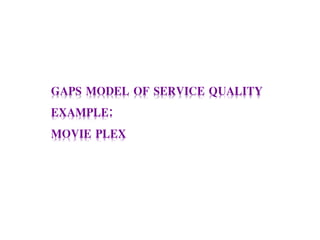 GAPS MODEL OF SERVICE QUALITY
EXAMPLE:
MOVIE PLEX
 