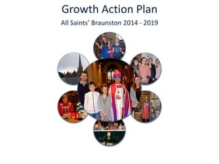 Growth Action Plan
Church
Growth
Grow our
Congregation
Grow our
Discipleship
Grow
in the
Community
Grow
our Social
Engagement
Grow
Financially
Improve our
Building
All Saints’ Braunston 2014 - 2019
 