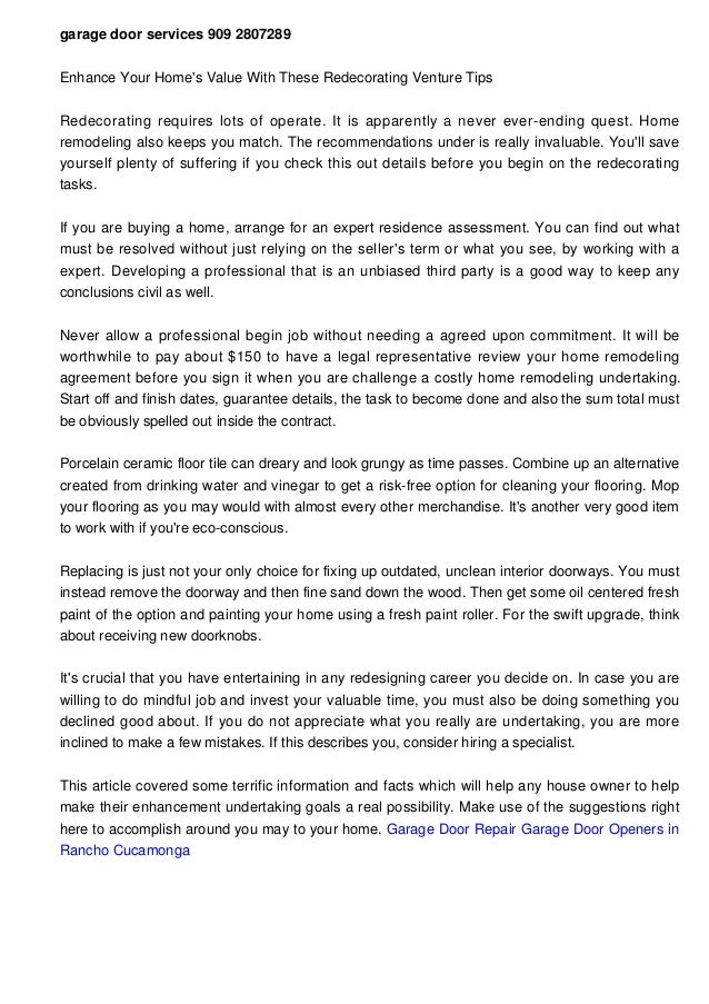 Garage Door Repair Rancho Cucamonga CA (909) 2807289