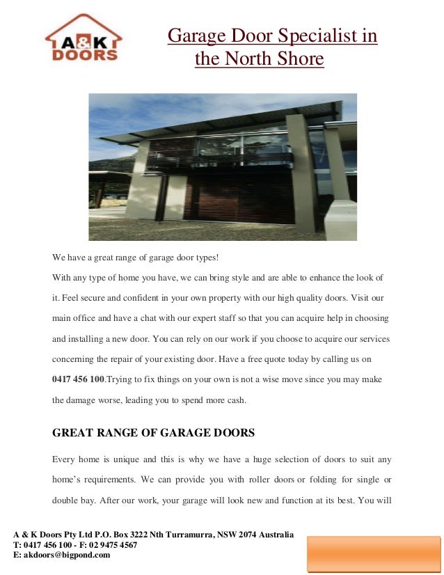 Garage Door Specialist In The North Shore
