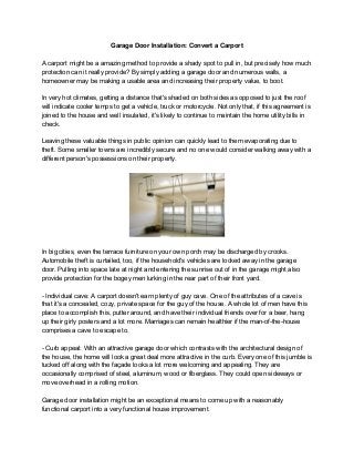 Garage Door Installation Convert A Carport