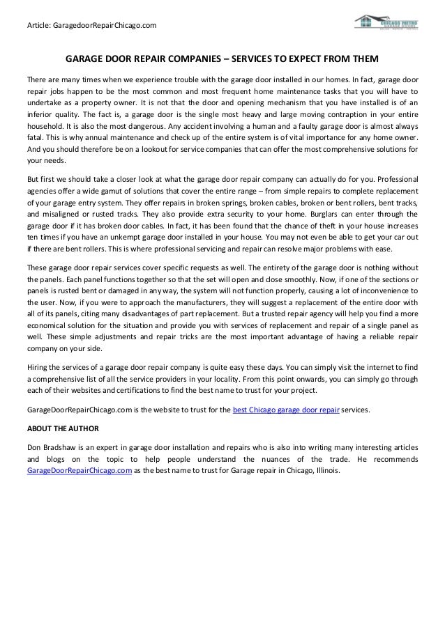 Garage Door Repair Companies Services To Expect From Them