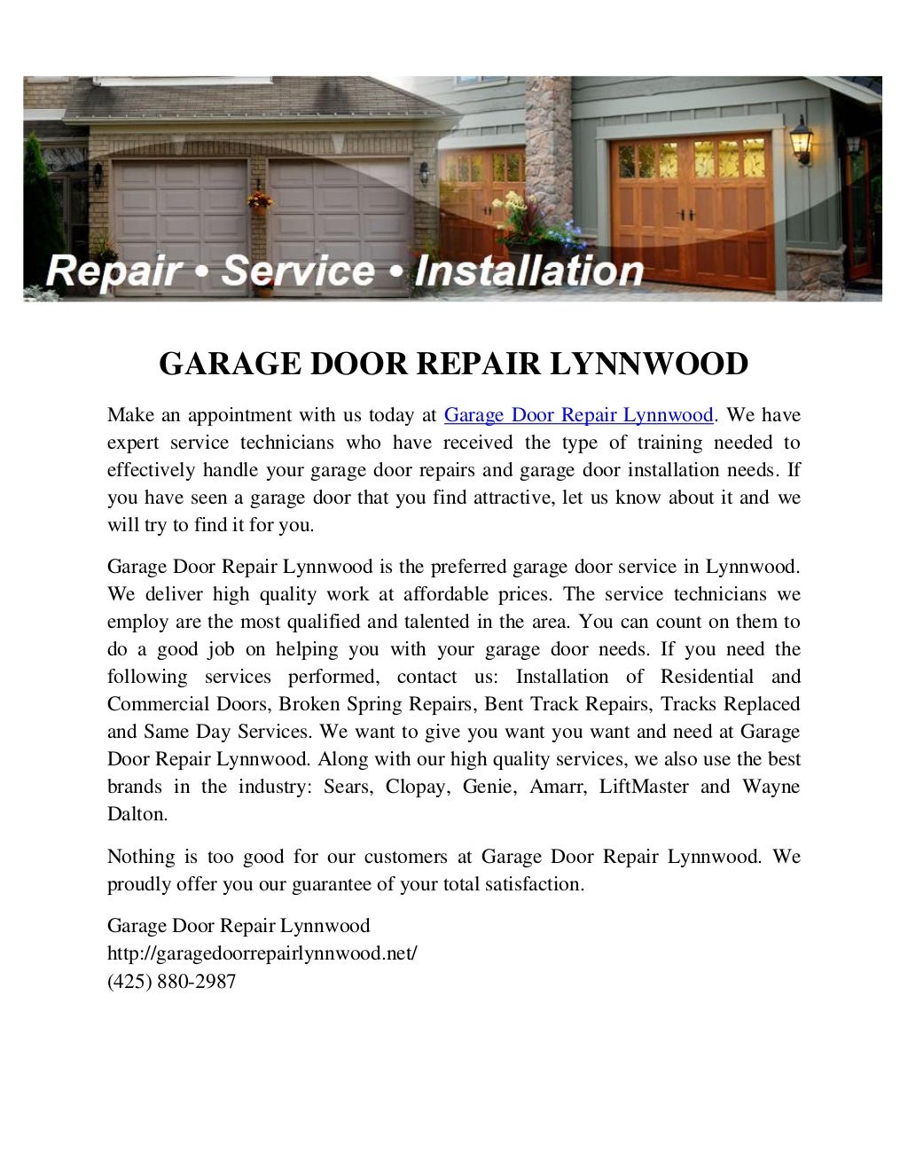 Garage door repair lynnwood