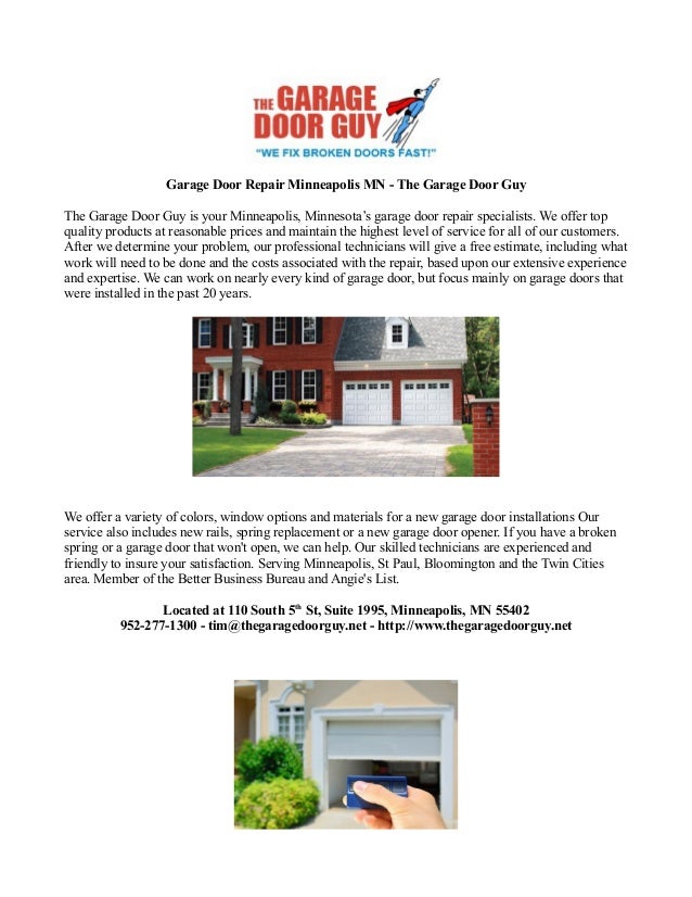 Garage Door Repair Minneapolis Mn The Garage Door Guy