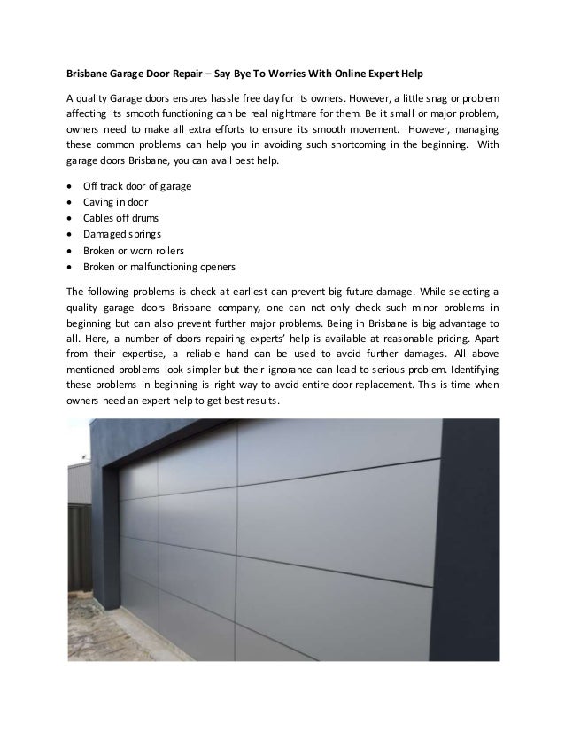 Brisbane Garage Door Repair Say Bye To Worries With Online Expert H