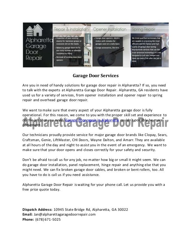 Garage Door Services Alpharetta Garage Door Repair