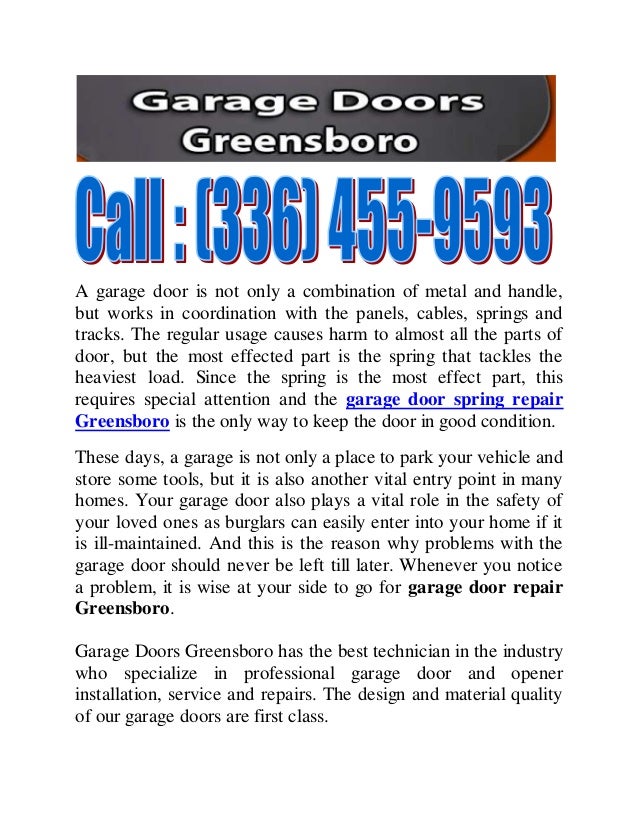 Garage Doors Greensboro Offers Iinstallation and Replacement Services