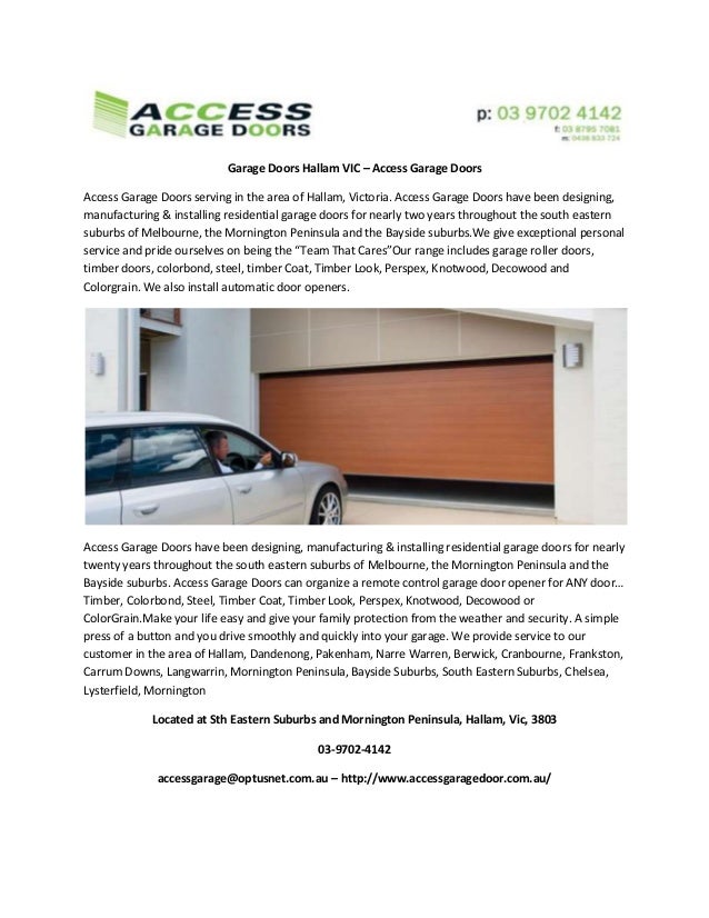 Garage Doors Hallam Vic Access Garage Doors