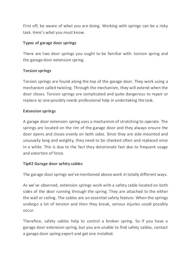 Garage Door Spring Replacement Tips