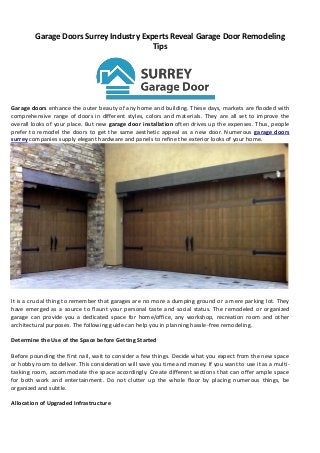 Garage Doors Surrey Industry Experts Reveal Garage Door Remodeling Ti