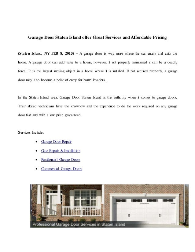 Garage Door Staten Island Offer Great Services And Affordable Pricing
