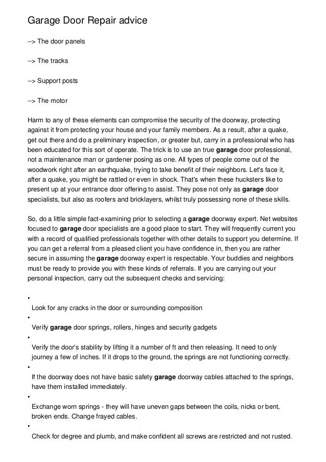 Garage Door Repair Advice