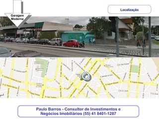 O Garagem Moderna é um empreendimento de espaços comerciais
e de espaços hoteleiros de alto padrão mais esperado do sul do
Brasil. O Garagem Moderna situa-se no coração da região norte da
capital paranaense, mais precisamente na região do Juvevê, Centro
Cívico, Alto da Glória e Cabral.




                      Clique aqui, deixe seus dados,que
                         nós entraremos em contato!
 