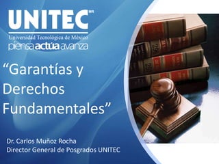 “Garantías y Derechos Fundamentales” Dr. Carlos Muñoz Rocha Director General de Posgrados UNITEC 