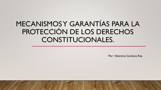 MECANISMOSY GARANTÍAS PARA LA
PROTECCIÓN DE LOS DERECHOS
CONSTITUCIONALES.
Por: Valentina Cardona Rúa
 