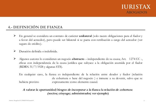 Garantías contractuales Contrato de fianza