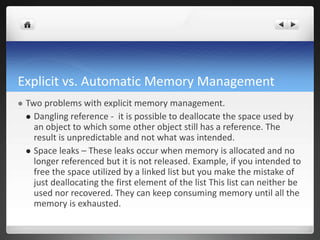 Memory Management in the Java Virtual Machine(Garbage collection) | PPTX