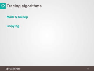 Tracing algorithms
Mark & Sweep
Copying
14
 