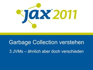 Garbage Collection verstehen 
3 JVMs – ähnlich aber doch verschieden 
 