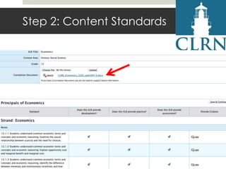 Step 2: Content Standards

 