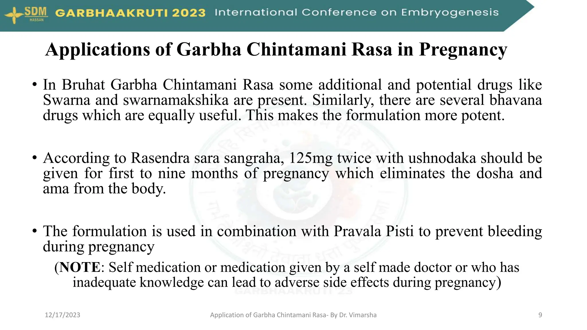 Application of Garbha Chintamani Rasa in Pregnancy | PPTX
