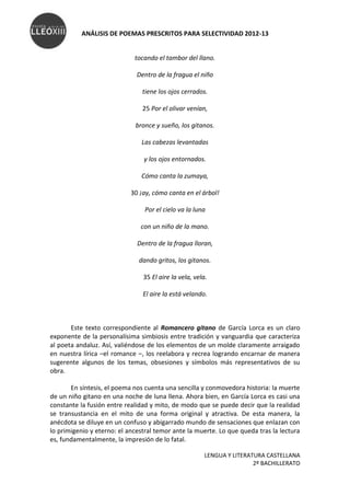 ANÁLISIS DE POEMAS PRESCRITOS PARA SELECTIVIDAD 2012-13


                             tocando el tambor del llano.

     ...