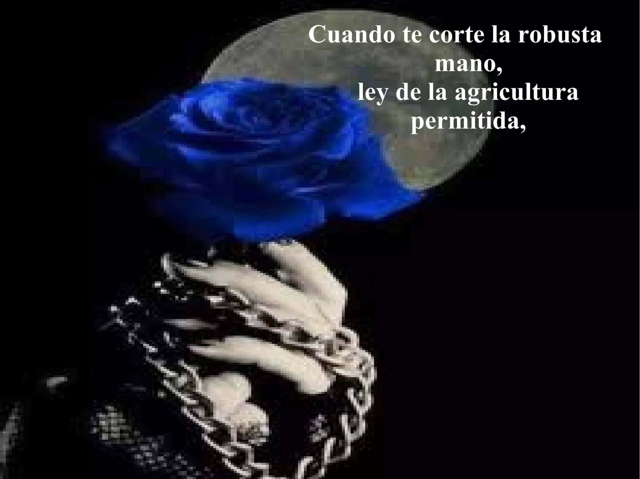 Cuando te corte la robusta
           mano,
   ley de la agricultura
        permitida,
 