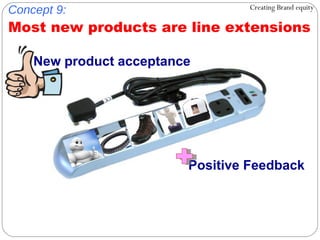 Concept 9: Most new products are line extensions Creating Brand equity Positive Feedback New product acceptance 