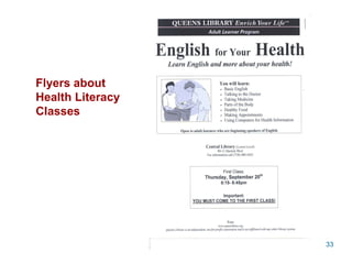 Flyers about Health Literacy Classes 