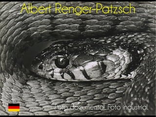 Albert Renger-Patzsch 
1897-1966 
Foto documental. Foto industrial. 
 