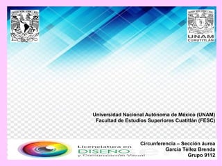 Universidad Nacional Autónoma de México (UNAM)
Facultad de Estudios Superiores Cuatitlán (FESC)
Circunferencia – Sección áurea
García Téllez Brenda
Grupo 9112
 