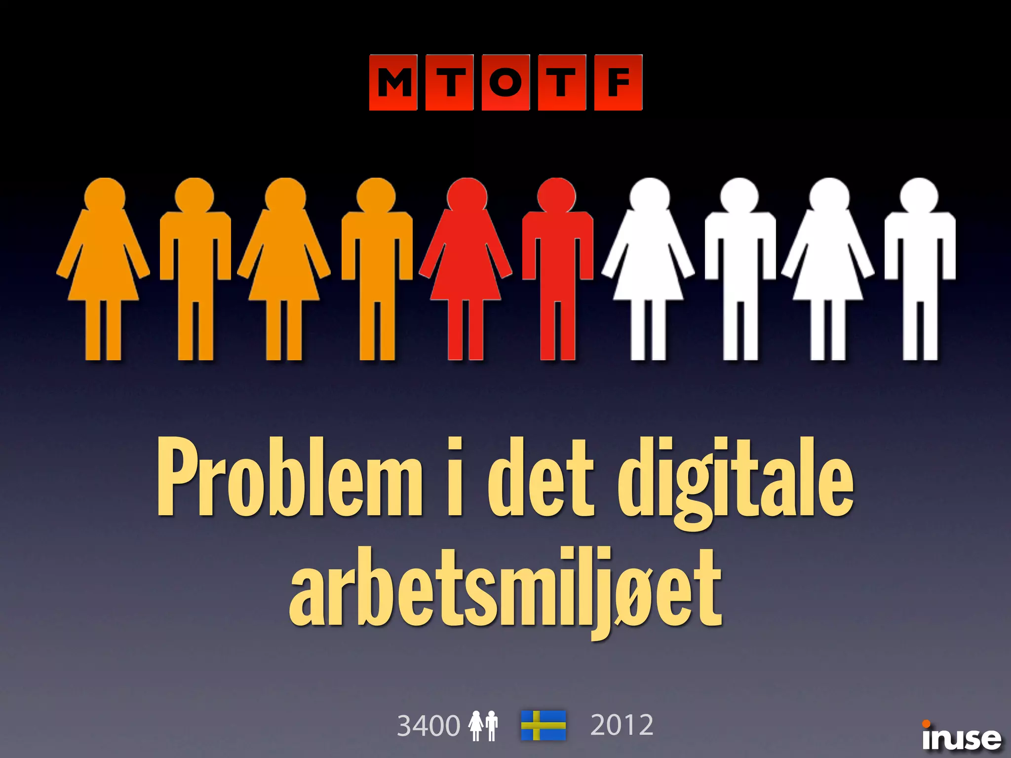 Problem i det digitale
arbetsmiljøet
3400 2012
M T O T F
 