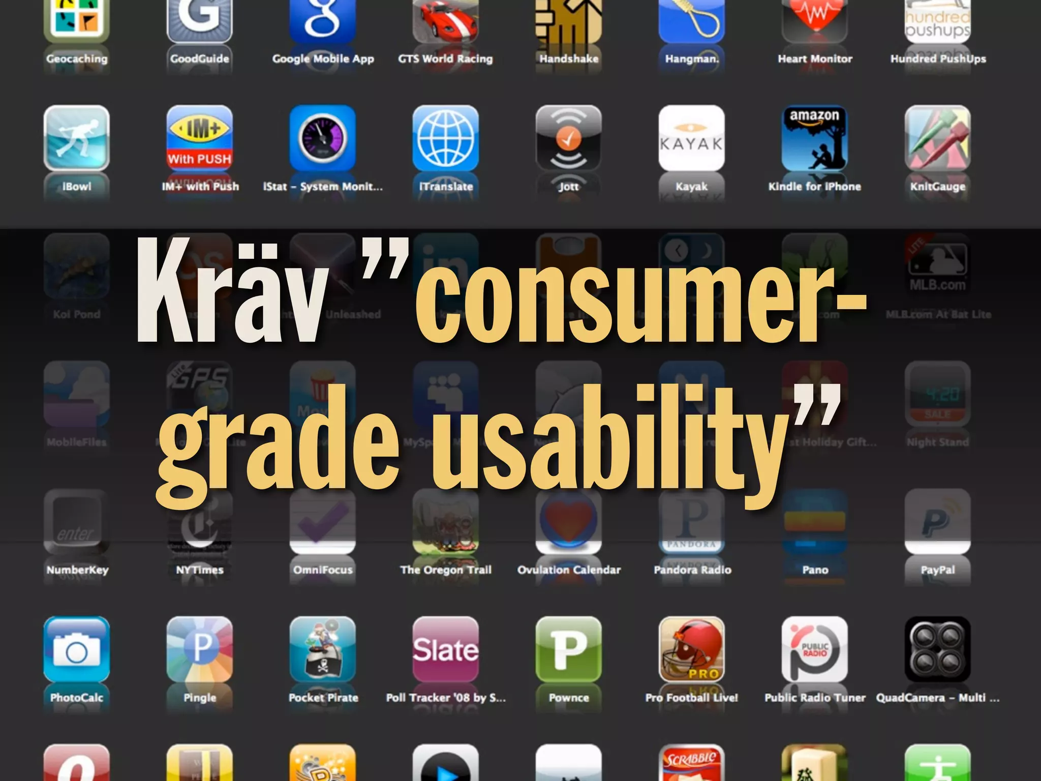 Kräv ”consumer-
grade usability”
 