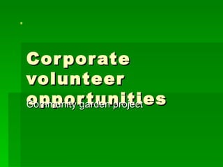 Corporate volunteer opportunities Community garden project 