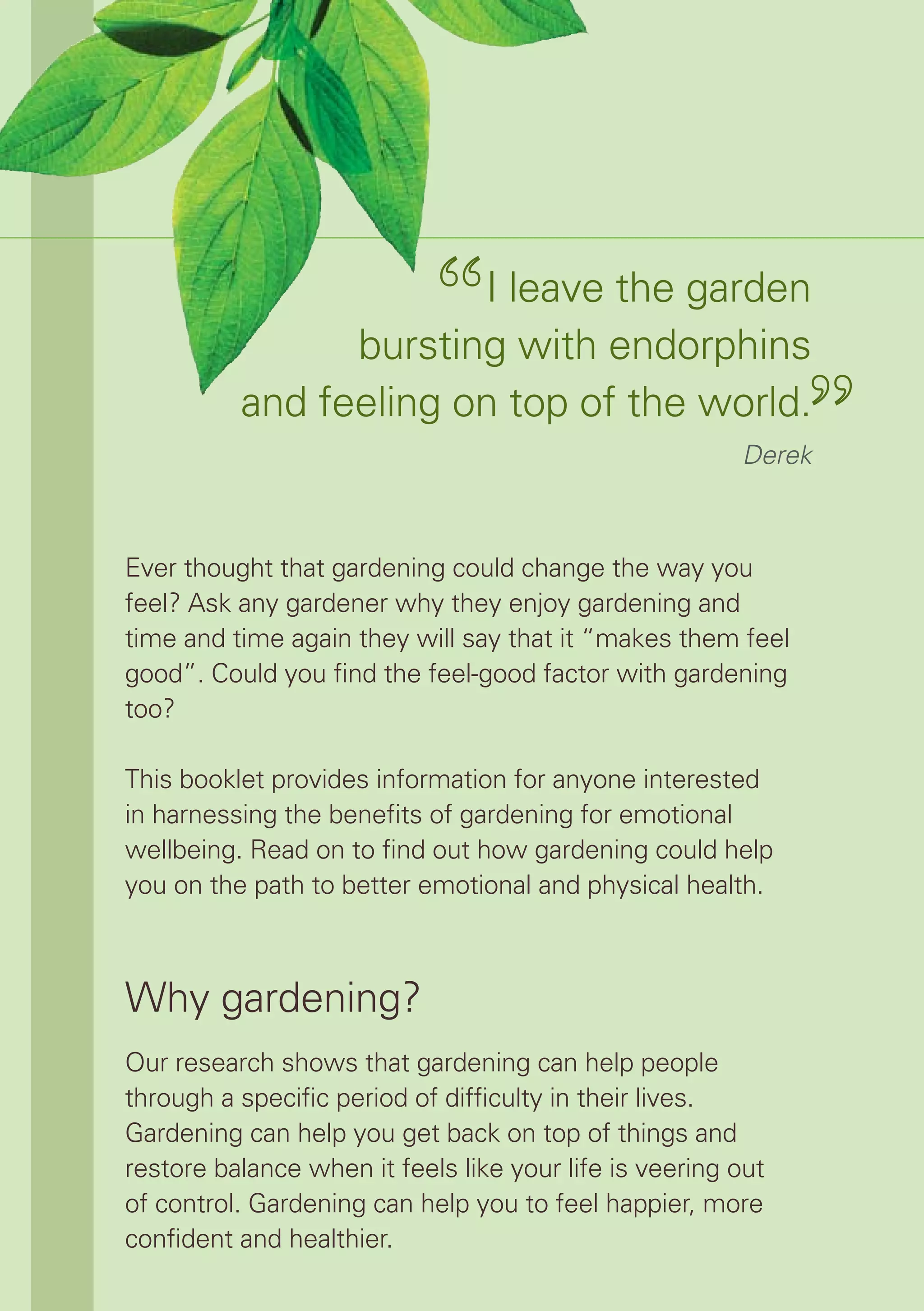 Harnessing the Mood Boosting Power of Gardening | PDF