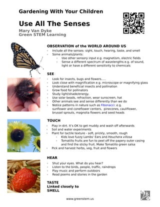 Gardening With Your Children - Use All The Senses Handout