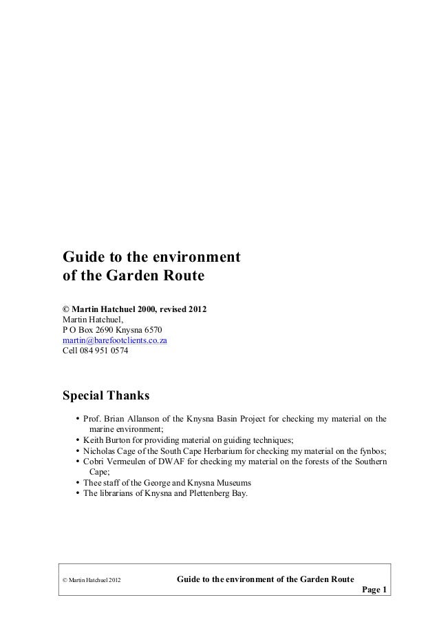 The Environment Of South Africa S Garden Route