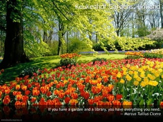 Keukenhof Gardens, Holland




                       If you have a garden and a library, you have everything you need. 
                                                                  — Marcus Tullius Cicero 
www.books-express.ro
 