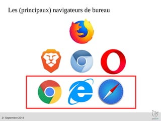 .21 Septembre 2018
Les (principaux) navigateurs de bureau
 
