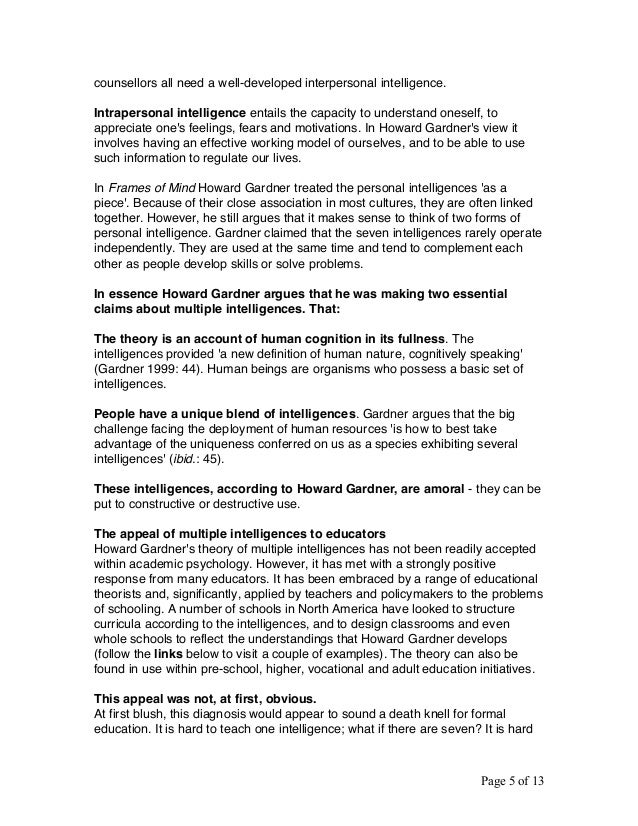 Dissertation multiple intelligences naturalist